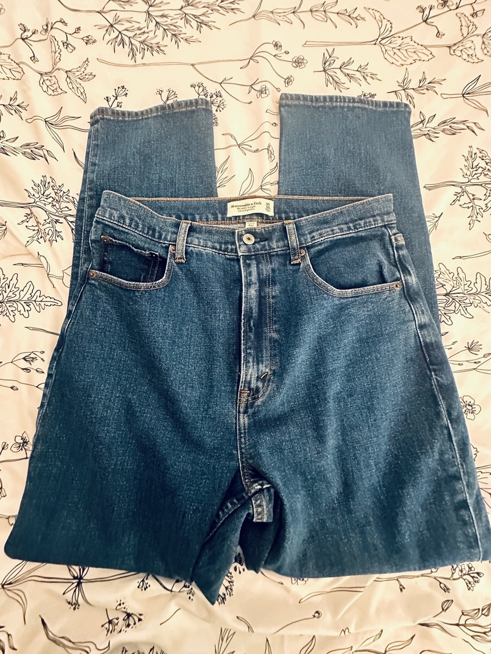 Abercrombie & Fitch Ankle Straight Blue Denim Jeans Size 30